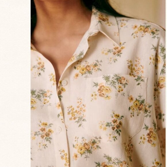 Sezane Max Shirt Button Down in Small Flowers Linen Sz 38/M - Picture 2 of 8
